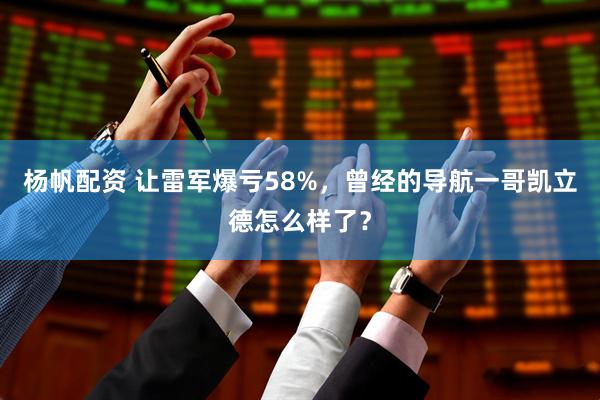 杨帆配资 让雷军爆亏58%，曾经的导航一哥凯立德怎么样了？